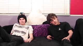 Lustful William Steel and Groovy Dave beat their own cocks on the bed