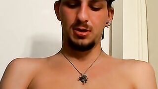 Sexy Jester enjoys pumping his cock before shooting his hot loads