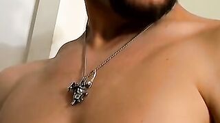 Sexy Jester enjoys pumping his cock before shooting his hot loads