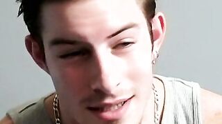 Attractive dude with chained necklace loves to jerk off