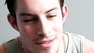 Attractive dude with chained necklace loves to jerk off