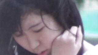 Luscious Japanese hottie jerks off pussy in outdoor solo