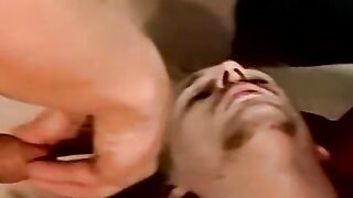 Amateur interracial gay foursome ends with cum in mouth