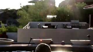 Blond twinky goes for a swim and then strokes his cock