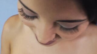 Colombian stepmom with big tits sucks huge cock in POV
