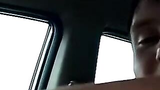 Horny Billy gets on the passenger seat and jerks his dick
