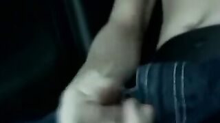 Horny Billy gets on the passenger seat and jerks his dick