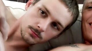 Big cocked amateur masturbates while buddy licks his balls