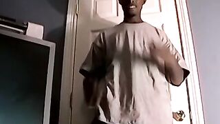 Black amateur thug masturbates his lubed BBC and cums solo