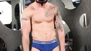 Tattooed stud with sexy muscles teases and masturbates solo
