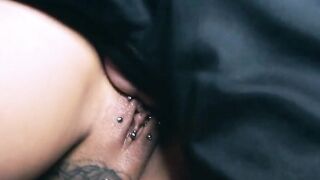 German plowed date with pierced dark haired cougar