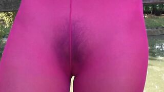Slender chick Sasha Sparrow fucks outside inside nylons