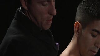 Adorable Milo Miles moaned loudly in welcoming the long thick cock of suited Reese Ri
