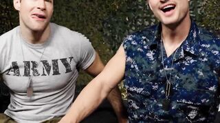 Muscled big dick David Skylar dominates army man Blaino Connor in wild ass fucking