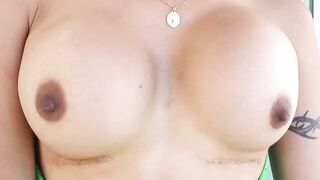 Busty TS latina jerking off during hardcore anal play