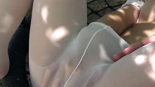 White nylons during outside sex with 18 yo Amaris