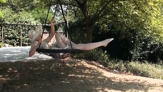 White nylons during outside sex with 18 yo Amaris