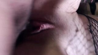 Red Haired into fishnet tights Candy Red having point of view sex