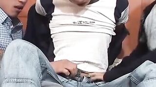 Nasty latino butt pirates have a sexy threeway in bed