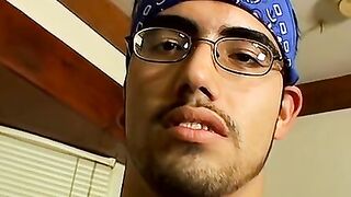 Straight buff thug strokes his cock and cums from it as well