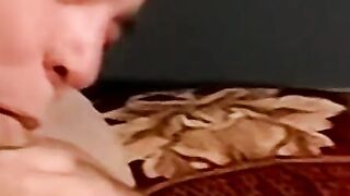 Straight deviant has cock blown by mature homosexuals