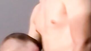 Straight deviant has cock blown by mature homosexuals