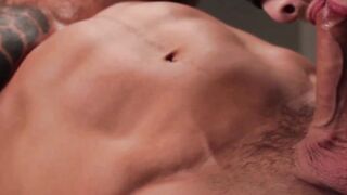 Stud enjoys receiving handjob and having his cock sucked