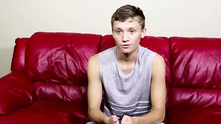 Twink pulls on his big fat dong right after the interview