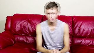 Twink pulls on his big fat dong right after the interview