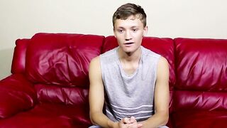 Twink pulls on his big fat dong right after the interview
