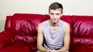 Twink pulls on his big fat dong right after the interview