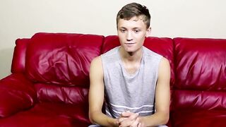 Twink pulls on his big fat dong right after the interview