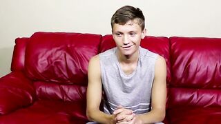 Twink pulls on his big fat dong right after the interview