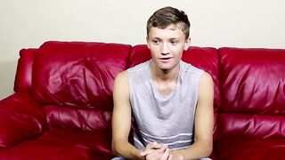 Twink pulls on his big fat dong right after the interview