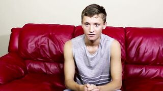 Twink pulls on his big fat dong right after the interview