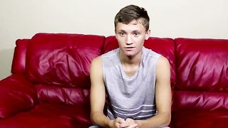 Twink pulls on his big fat dong right after the interview