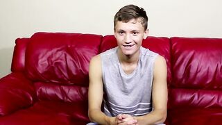 Twink pulls on his big fat dong right after the interview