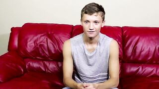 Twink pulls on his big fat dong right after the interview