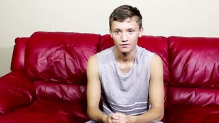 Twink pulls on his big fat dong right after the interview