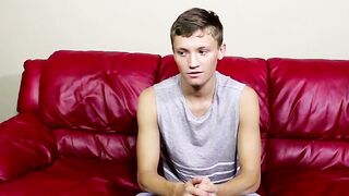 Twink pulls on his big fat dong right after the interview