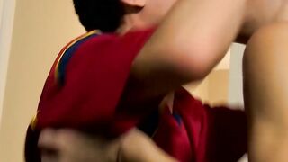 Young buddies stroking cocks until shooting a load of jizz