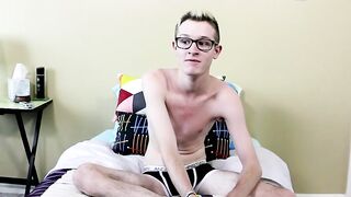 Casting twink spreads and rubs his ass and jerks his huge cock