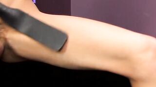 Twink Kyler Moss spanks himself and whips while masturbating