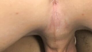 Twink bottom cums while anal riding his lovers big dick
