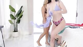 Roommates Lilly Bell and Blake Blossom are getting clothed to go out. The girls cant stop staring at each other as they debate which outfit to wear. Taking any excuse they can to grope each other they both flirt with the idea of getting together.Blake t