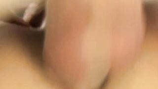 Bottom twink cums from anal riding his lovers big dick