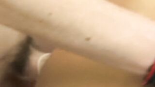 Bottom twink cums from anal riding his lovers big dick