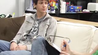 Petite twink Keith ass stretched bareback after juicy BJ