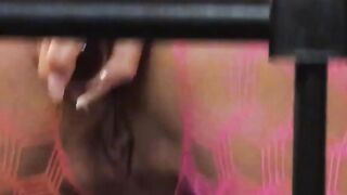 Solo sex toy sex anal with Hispanic inside pink nylons