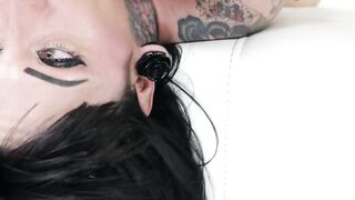 Tattooed goddess Jessie Lee deepthroated and doused in jizz